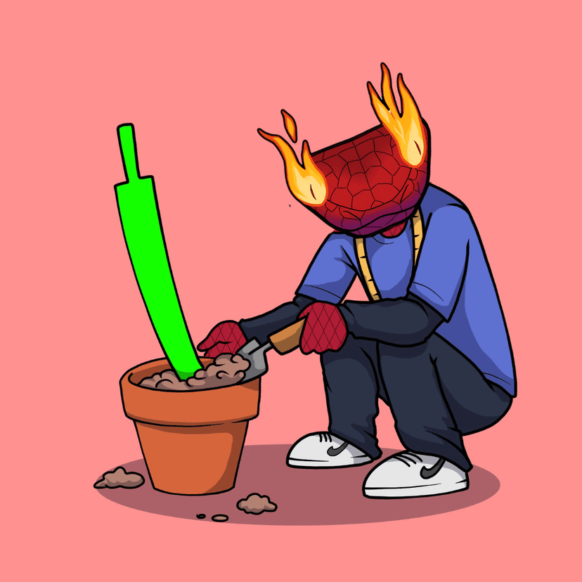 Viper growing a green candle in a pot