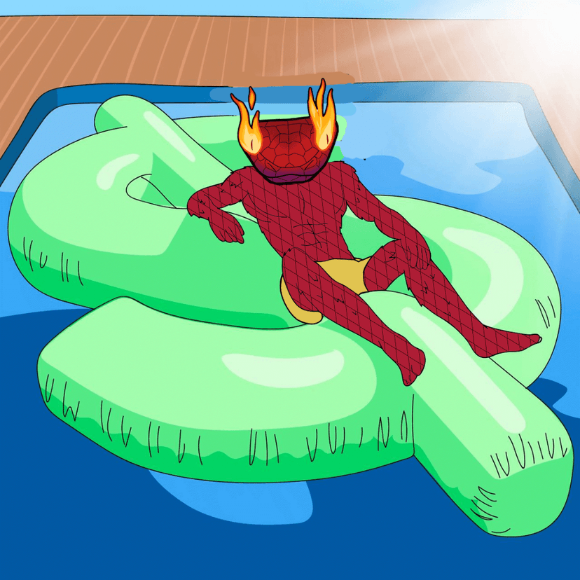 Viper chilling in a pool